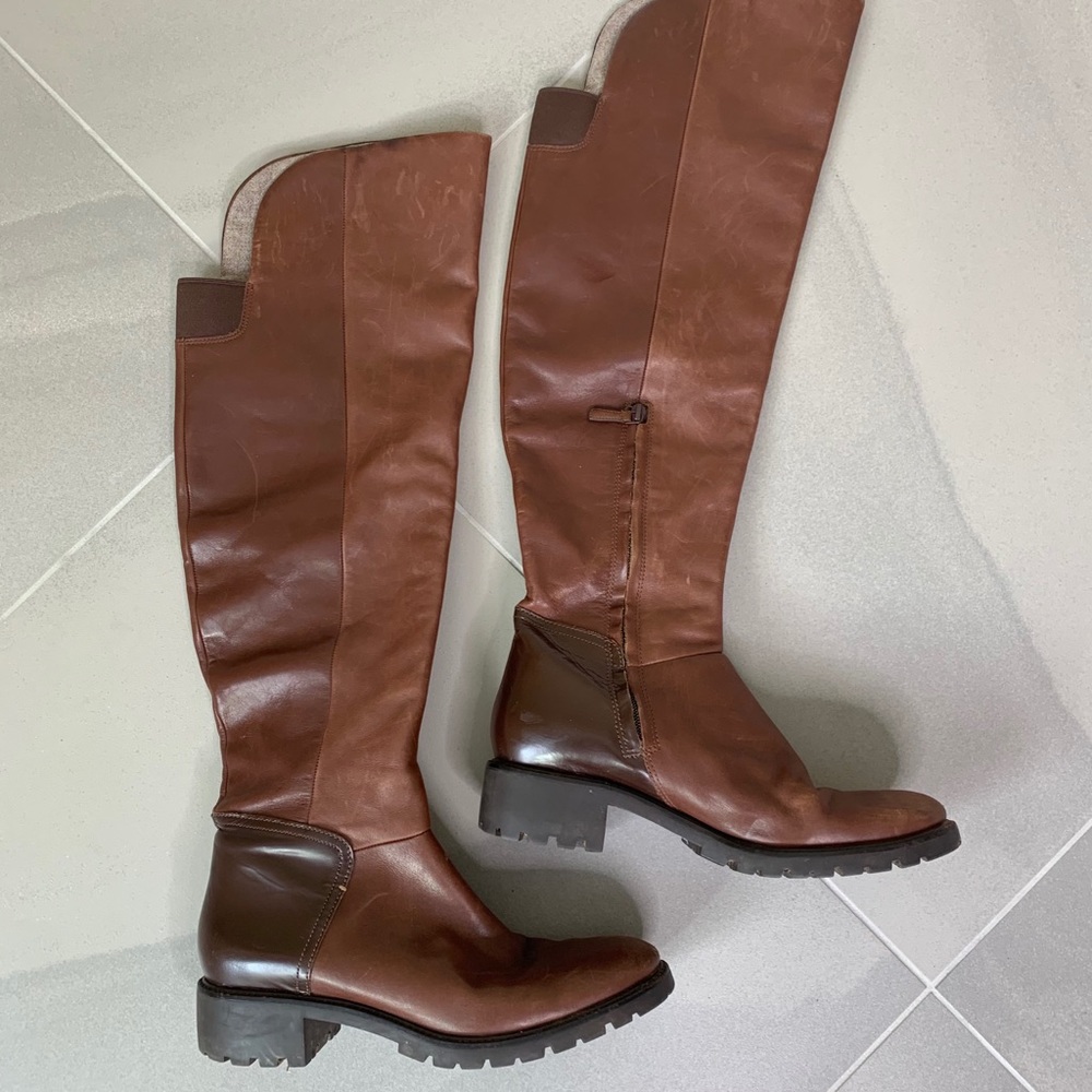 Cole Haan Parson Brown Leather Over The Knee Boots